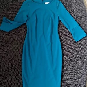 Calvin Klein Teal Sheath Dress with Split Sleeves